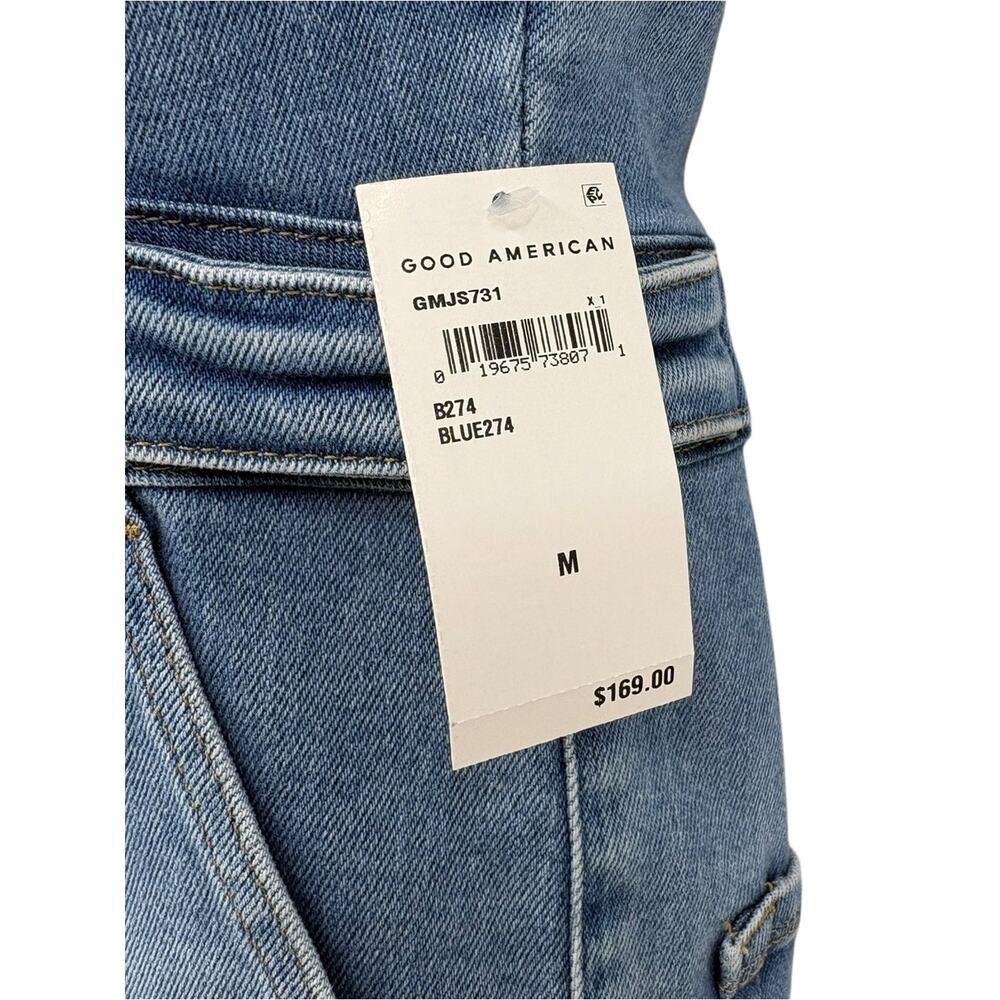 Good American Fit For Success Denim Jumpsuit NWT Medium Utility Chic Blue - Picture 13 of 14